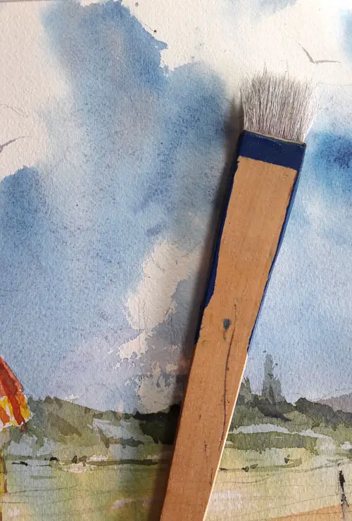 Hake Brush: Great for washes and cloudy skies