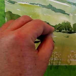 scratching out branches with a palette knife