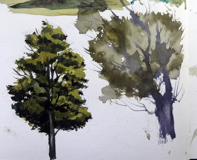 How To Paint Trees In Watercolor 1