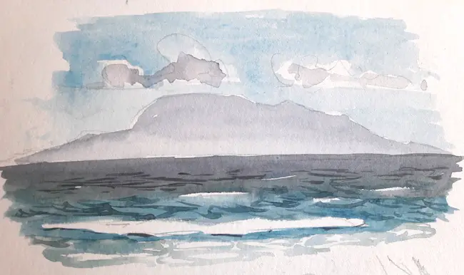 Watercolor sketchbook seascape