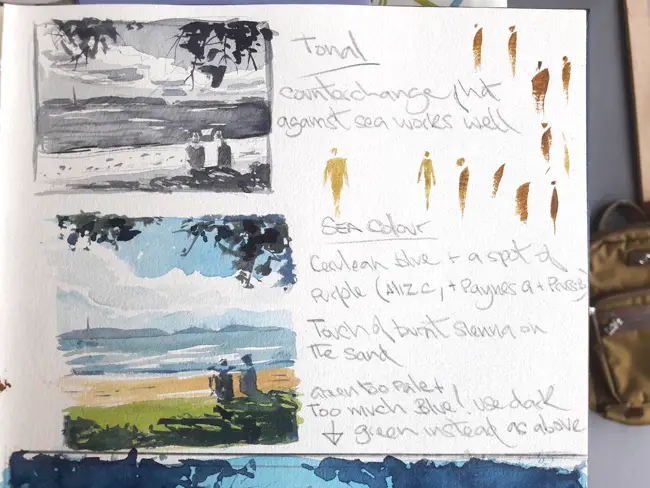 Watercolour Sketchbook: Beach scene