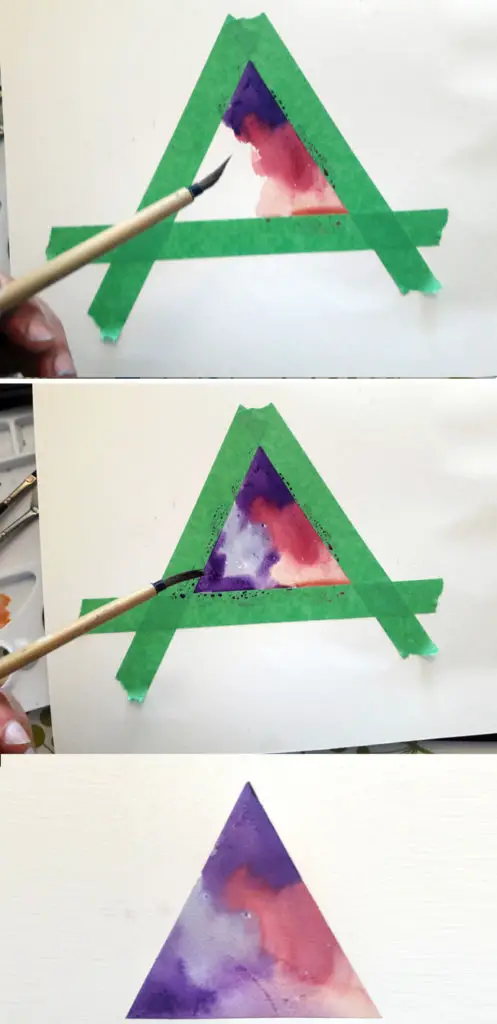 Watercolour masking tape technique
