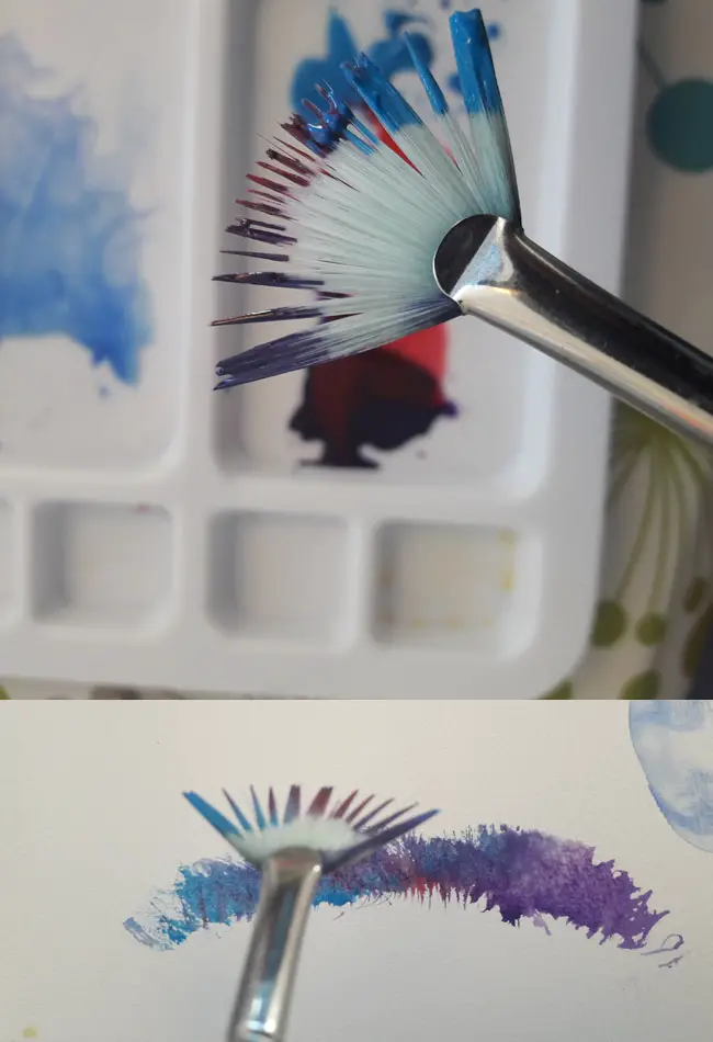 Multi-Coloured brushing watercolour paint technique