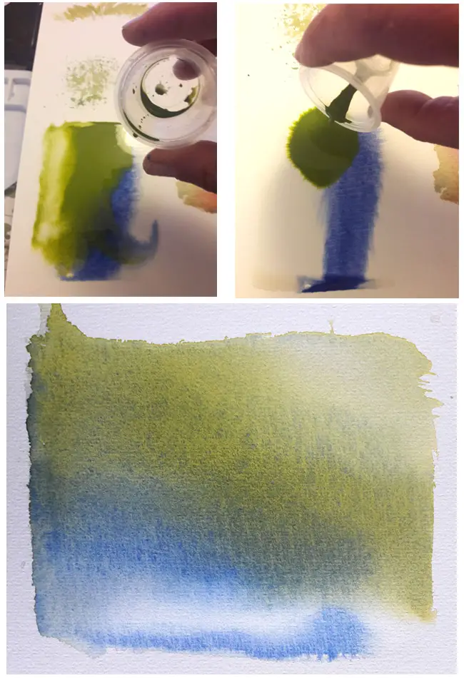 Watercolour paint pouring technique
