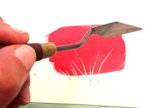 Watercolour scrape out technique with palette knife