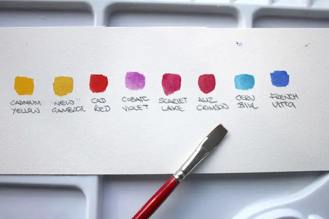 bright colourful palette for painting watercolour flowers