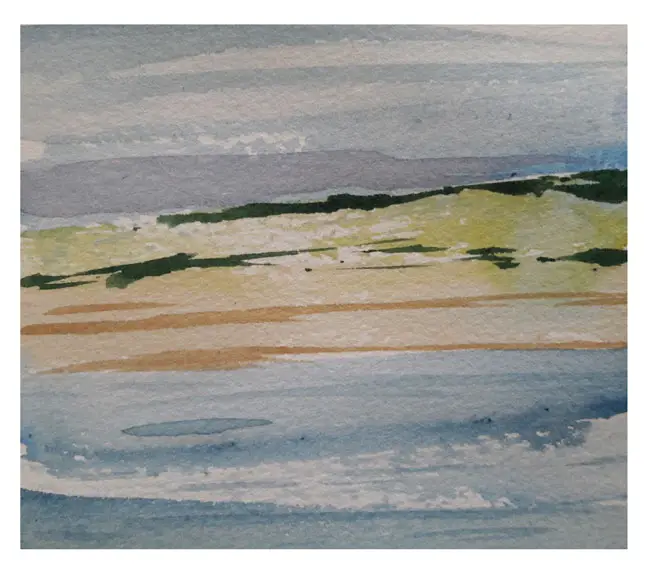 How to paint abstract watercolours. Abstract watercolour seascape made with fast broad strokes from 1/4" flat brush 