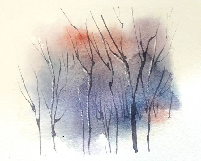 How to paint abstract watercolours. Winter woods abstract watercolor