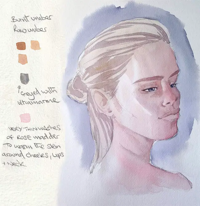 Young woman portrait and colour palette