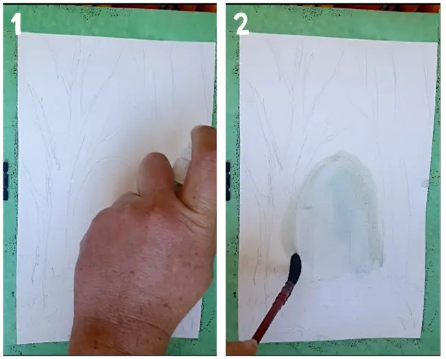 autumn watercolour tutorial Steps 1 & 2 preparation & colour mixing