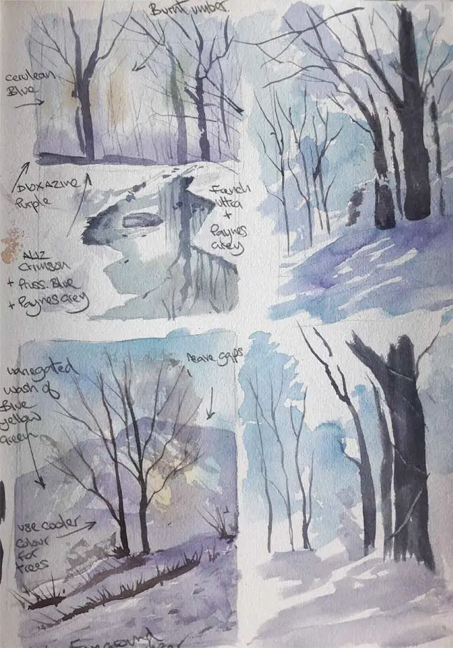 Colour notes and sketches