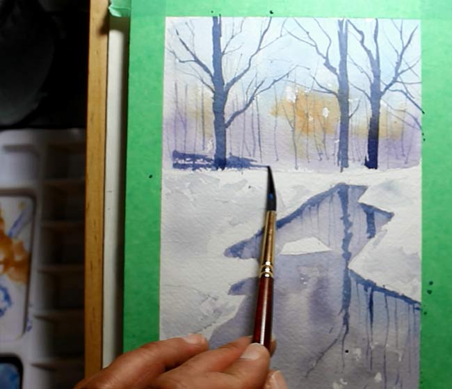 winter landscape painting tutorial adding details