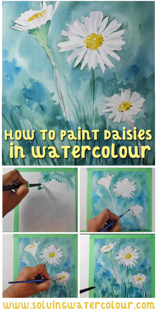 Step by step how to paint loose watercolour daisies