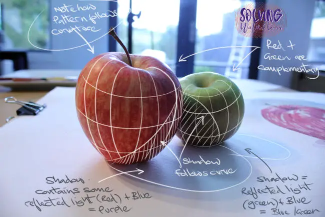 Understanding the forms and shadows of the apples.