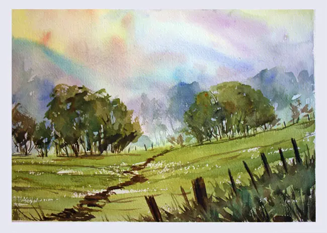 Misty watercolour Landscape- Final painting