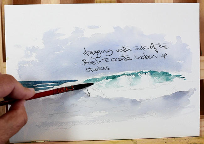 Painting a breaking wave in watercolor 2