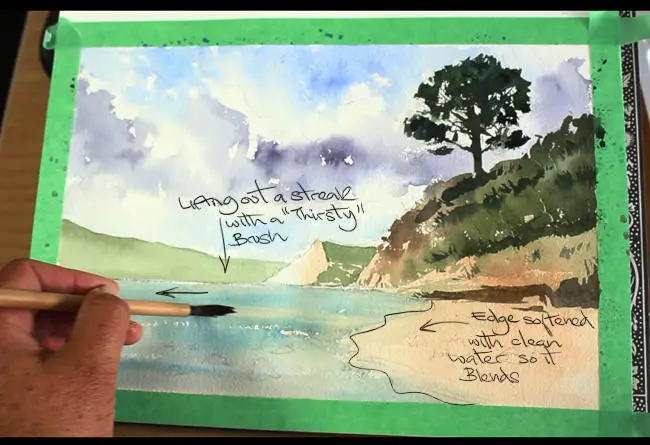 How to paint still water in watercolor step 2