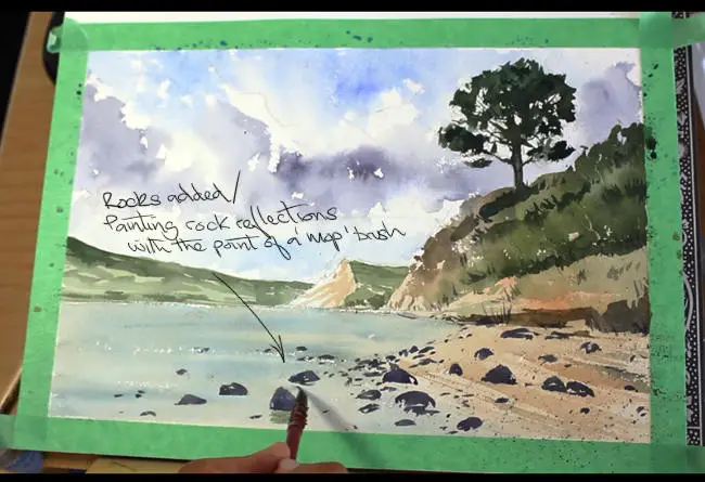 How to paint still water in watercolor step 3