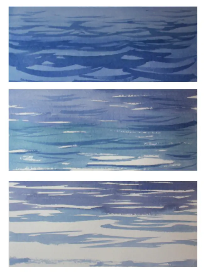 Painting wave and ripple patterns in watercolor