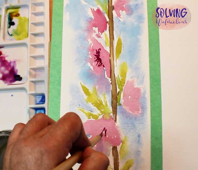 Watercolour Apple Blossoms Step 7