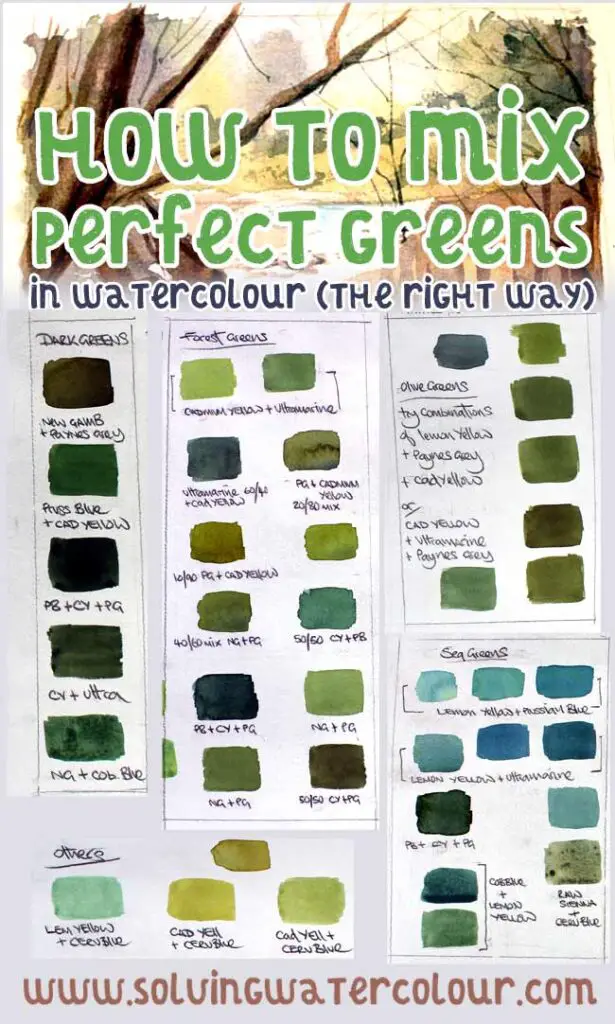 How To Mix Perfect Greens In Watercolor Solving Watercolour - How To Make The Color Sage Green With Paint