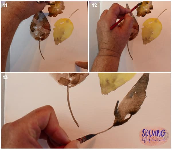 How to paint fall leaves in watercolor steps 11-13