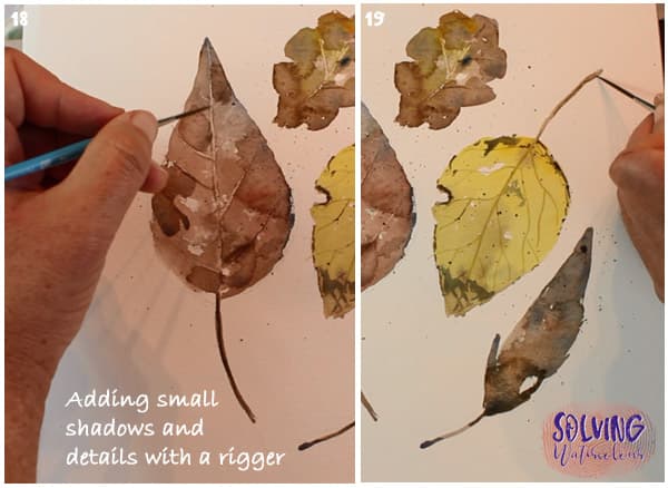 How to paint fall leaves in watercolor steps 18-19