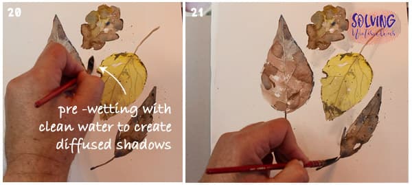 How to paint fall leaves in watercolor steps 20-21