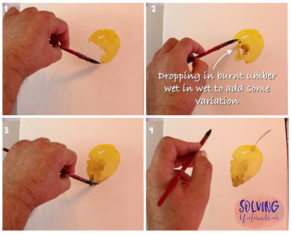 How to paint fall leaves in watercolor steps 1 -4