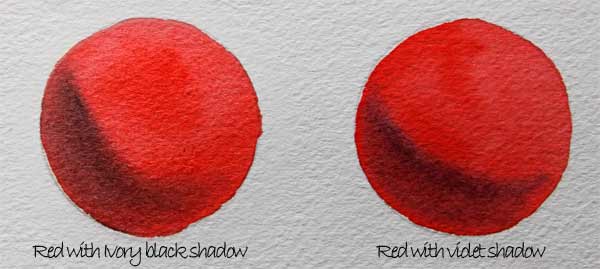 Comparison of shadow colors
