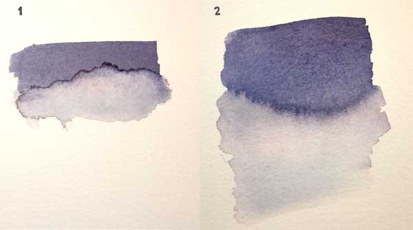 Edge comparison with dry and wet paint