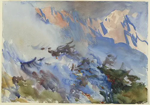John singer sargent watercolor mountain painting with lost and found edges
