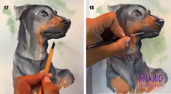 How To Paint A Dog In Watercolor Steps 17 - 18