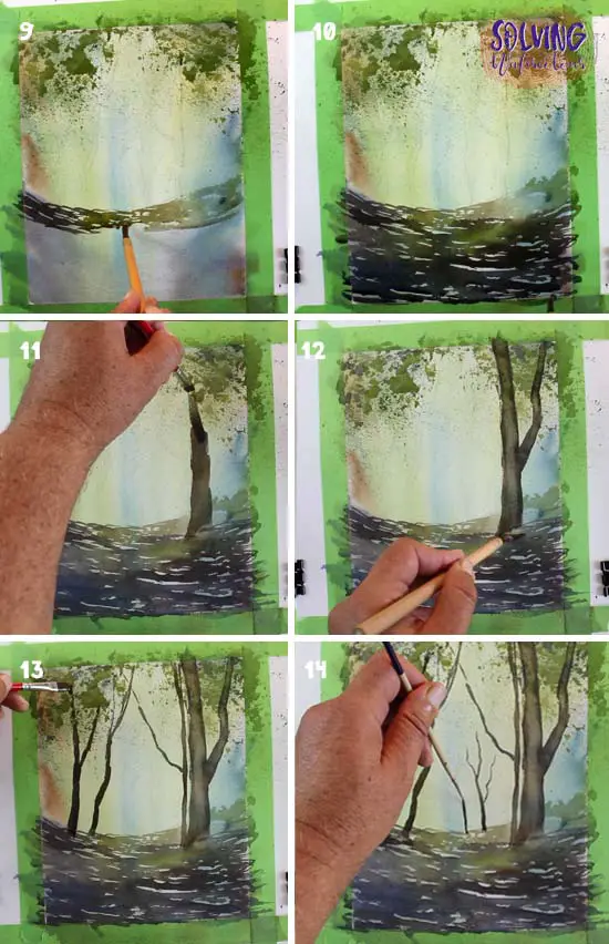 Vivid Forest Watercolor Scene Step 9 -14