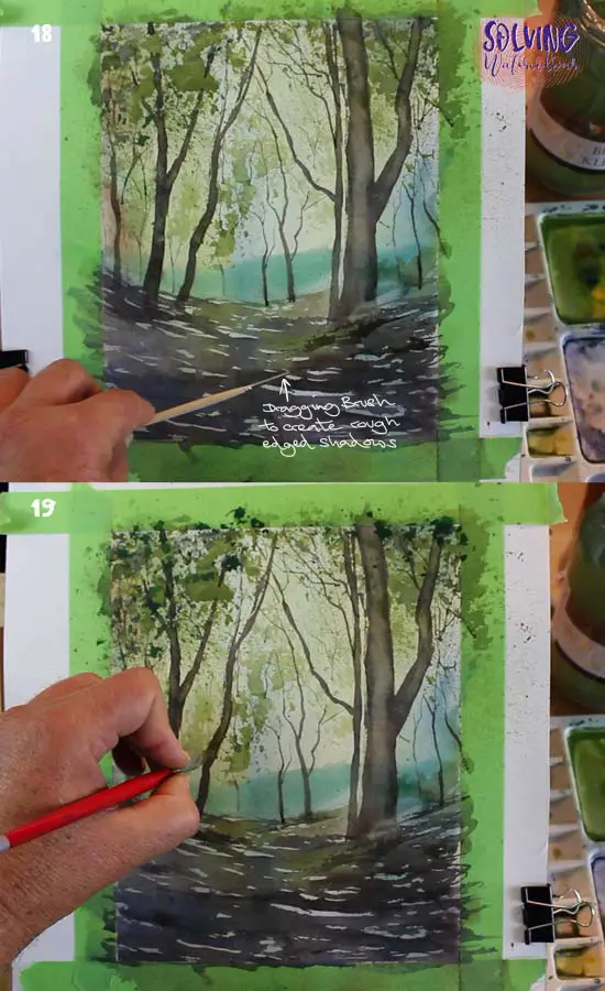 Vivid Forest Watercolor Scene Step 18 -19