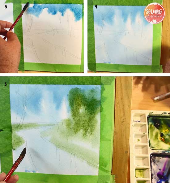 easy watercolor river: steps 3-5