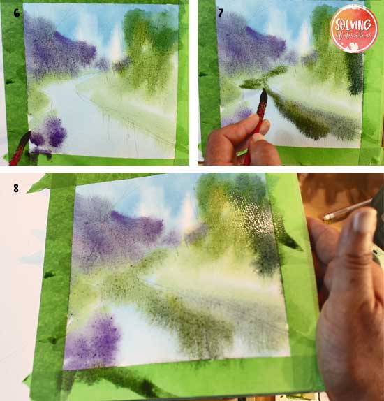 easy watercolor river: steps 6-8