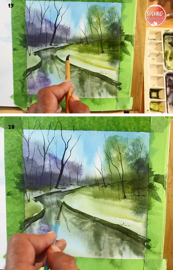 easy watercolor river: steps 19-20