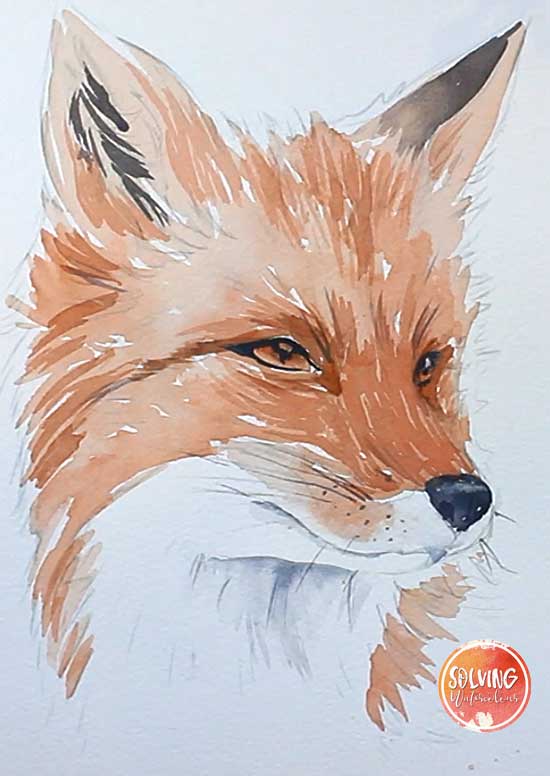 How to Paint A Fox In Watercolor steps final