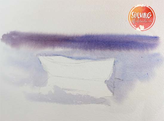 How to paint boats in watercolor: Simple rowing boat 1