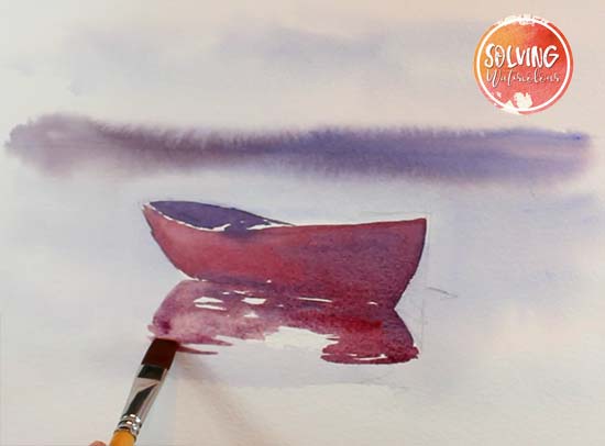 How to paint boats in watercolor: Simple rowing boat 3