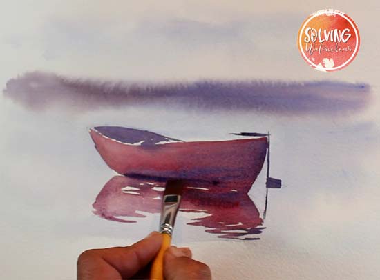 How to paint boats in watercolor: Simple rowing boat 4