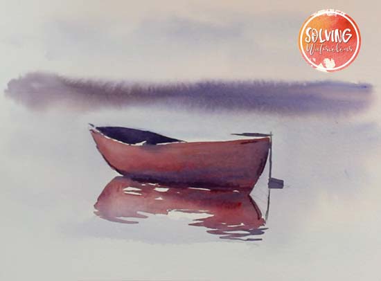 How to paint boats in watercolor: Simple rowing boat. Final