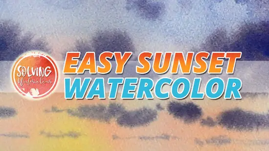 how to paint a simple  watercolor sunset