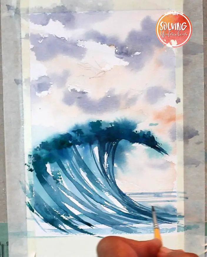 How to paint waves in watercolor 08