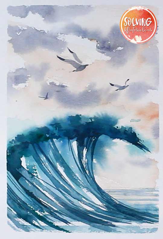 How to paint waves in watercolor - Final