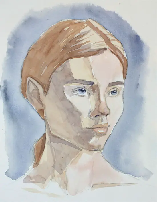 Pale skin tones watercolor tutorial. Final