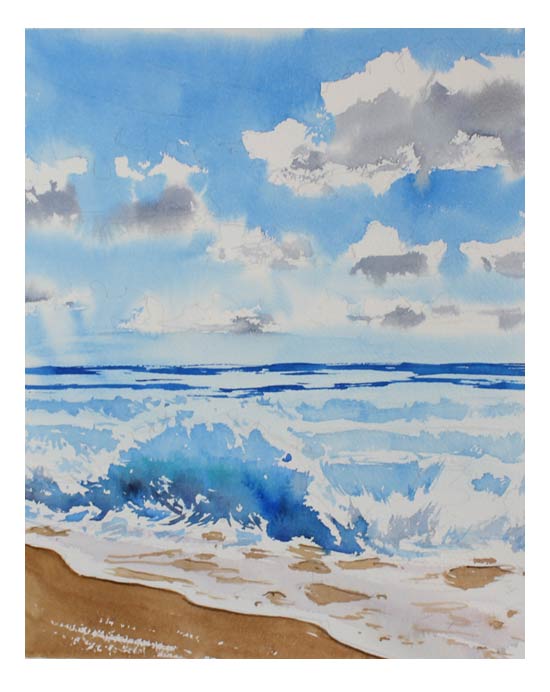 Waves in watercolor tutorial final