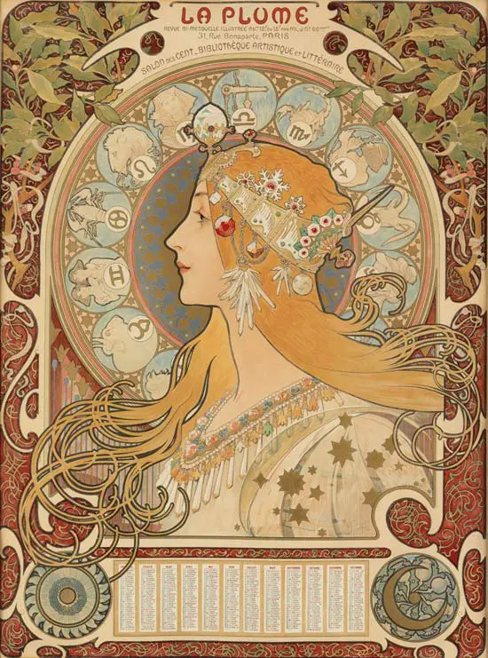 Art Nouveau Style Watercolor: Alphonse Mucha "Zodiac"