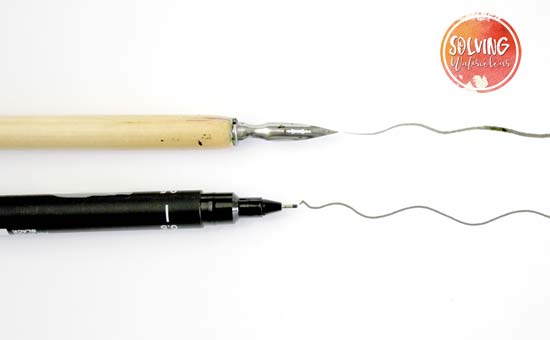 Art Nouveau Style Watercolor: Dip pen vs Marker Pen comparison